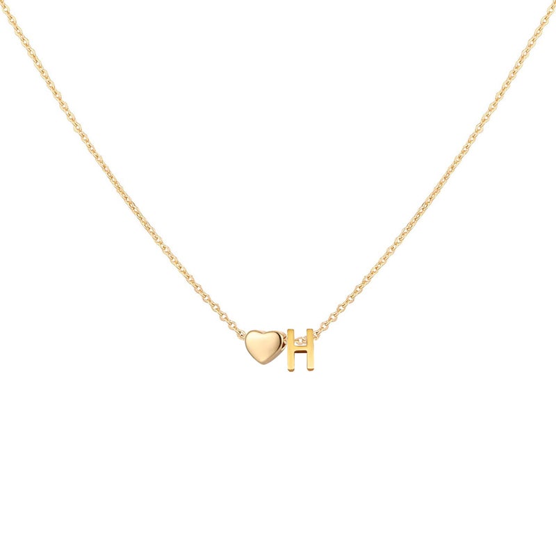 Glimmerst Initial Heart Necklace 18K Gold Plated Stainless Steel Tiny Heart Letter H Necklace Personalized Monogram Name Necklace for Women - Image 1